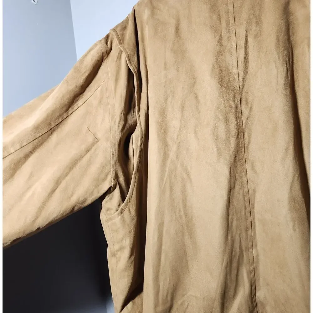Weatherproof Tan Beige Faux Suede Biltmore Embroidered Bomber Jacket Men's XXL